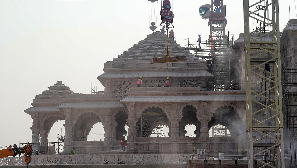 <div class="paragraphs"><p>ಅಯೋಧ್ಯೆಯಲ್ಲಿ ನಿರ್ಮಾಣವಾಗುತ್ತಿರುವ ಶ್ರೀರಾಮ ಮಂದಿರದ ನೋಟ</p></div>