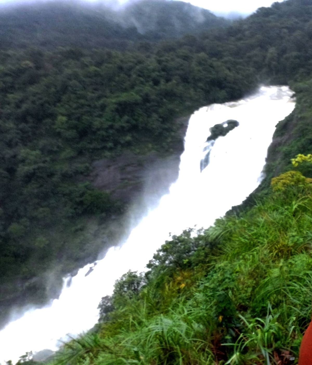 ಸೋಮವಾರಪೇಟೆ ತಾಲ್ಲೂಕಿನ ಜಲಪಾತ ಮತ್ತೊಂದು ಬದಿಯಿಂದ ಕಾಣುವ ದೃಶ್ಯ ಹೀಗಿದೆ