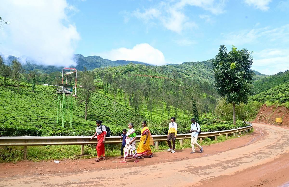 ಭೂಕುಸಿತಕ್ಕೆ ಒಳಾಗದ ಚೂರಲ್‌ಮಲ ಪ್ರದೇಶಕ್ಕೆ ಸಮೀಪದ ನೀಲಿಕಾಪ್‌ನಲ್ಲಿರುವ ಮನೆಯತ್ತ ಧಾವಿಸಿದ ಮಣಿಕಂಠನ್ ಮ‌ತ್ತು ಕುಟುಂಬ –ಪ್ರಜಾವಾಣಿ ಚಿತ್ರ / ಫಕ್ರುದ್ದೀನ್ ಎಚ್