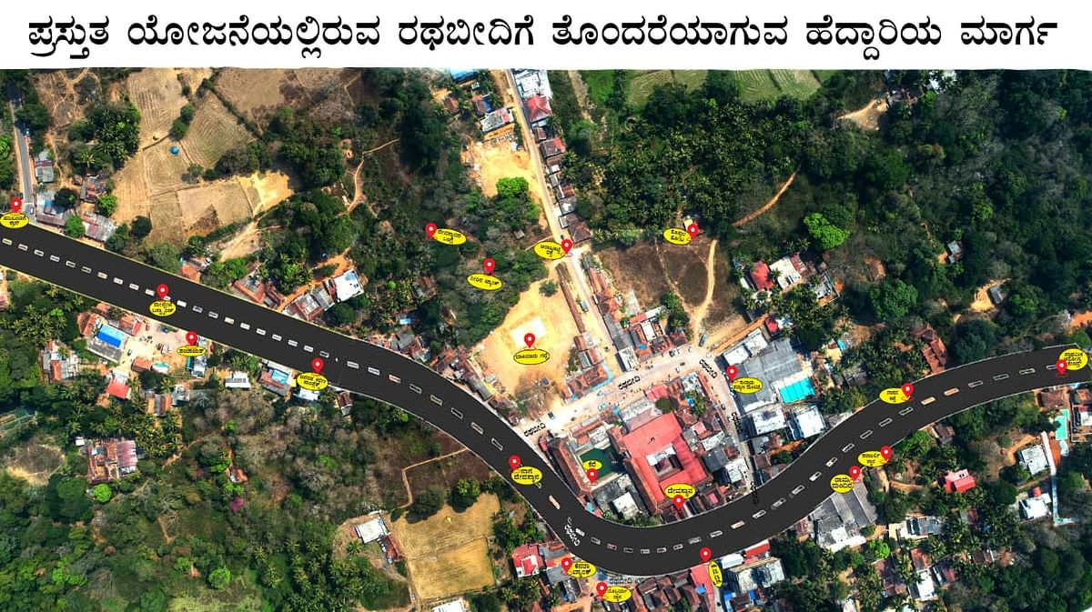 ದೇವಸ್ಥಾನದ ಪಕ್ಕದಲ್ಲೇ ಹಾದು ಹೋಗುವ ರಾಷ್ಟ್ರೀಯ ಹೆದ್ದಾರಿಯ ನೀಲ ನಕ್ಷೆ