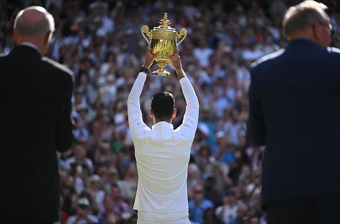 35 ವರ್ಷದ ನೊವಾಕ್ ಸ್ಮರಣೀಯ ಸಾಧನೆ (ಚಿತ್ರ ಕೃಪೆ: Twitter/@Wimbledon)