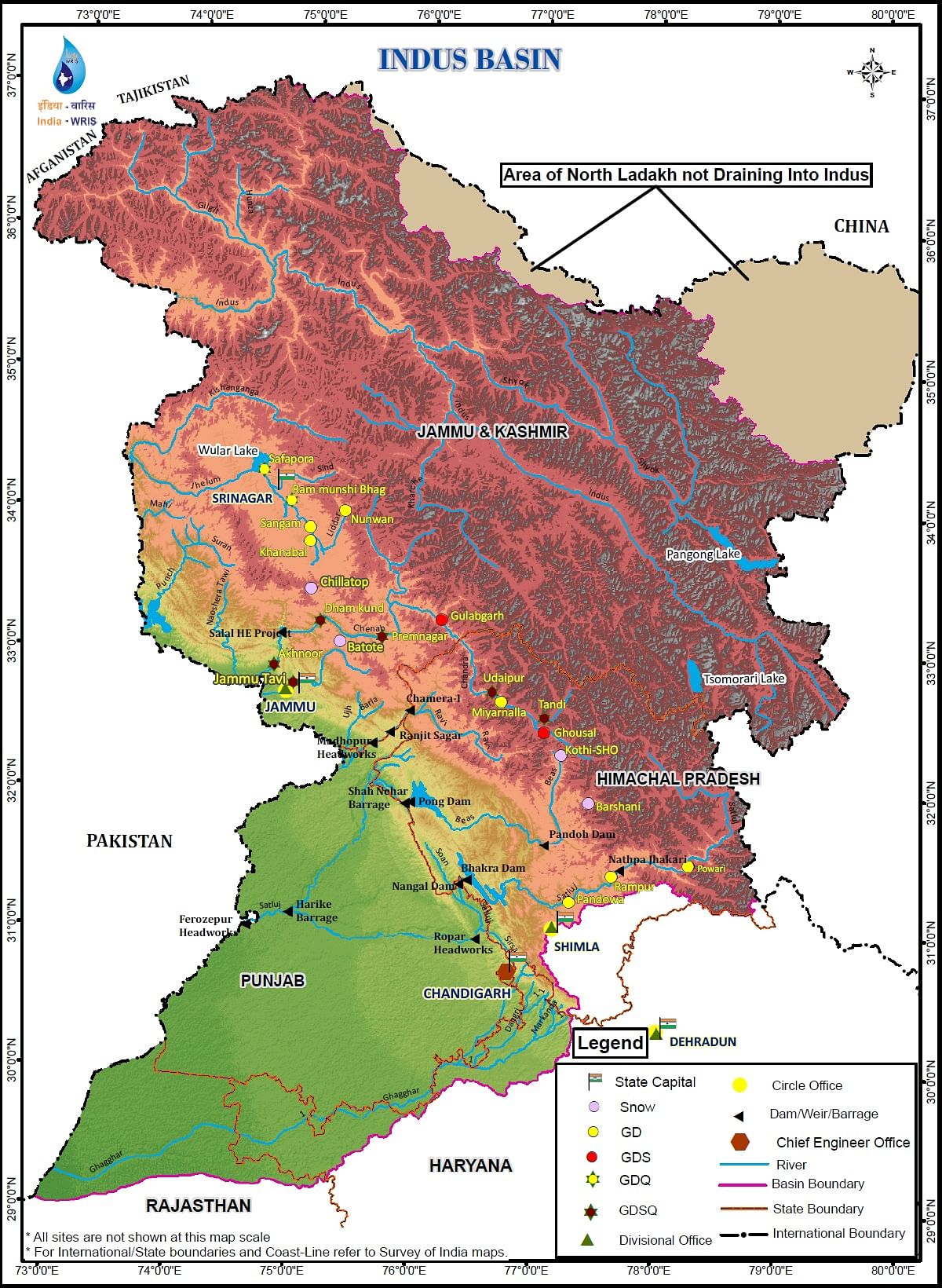 ಸಿಂಧು ನದಿಯ ಜಲಾನಯನ ಪ್ರದೇಶ (Courtesy- India-WRIS wiki)