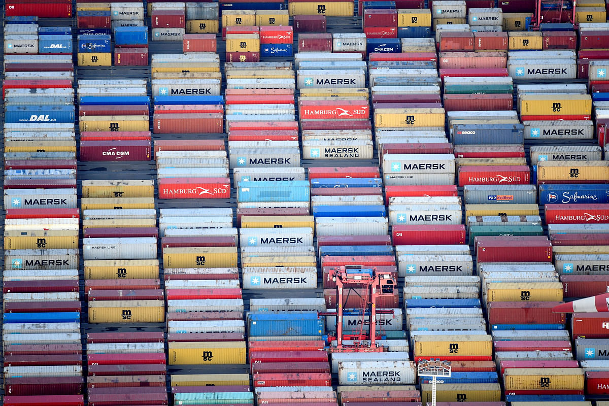 FILE PHOTO: Containers are seen at a terminal in the port of Hamburg, Germany November 14, 2019. REUTERS/Fabian Bimmer/File Photo