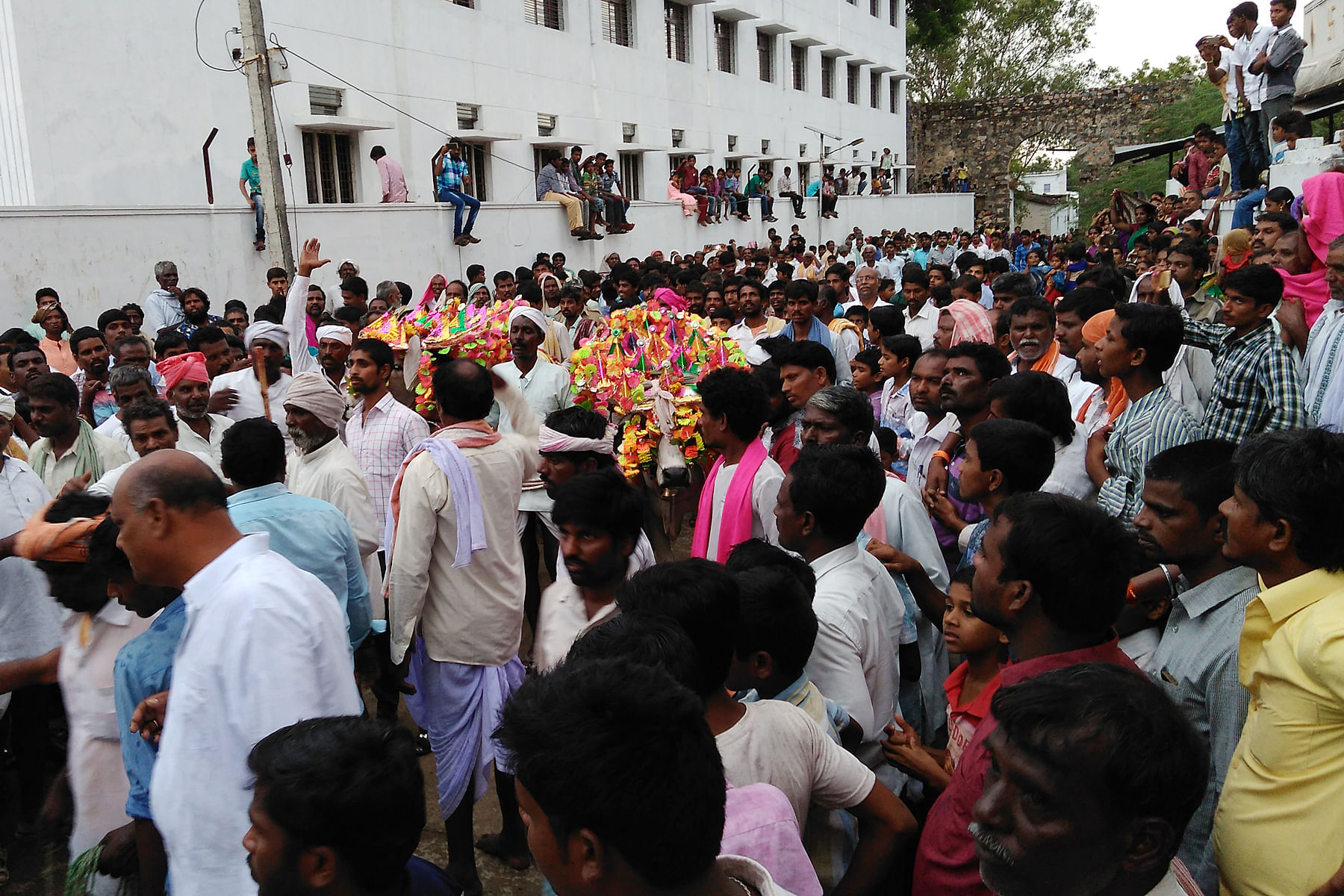 ಗುರುಮಠಕಲ್ ಪಟ್ಟಣದ ನಾನಾಪುರ ಬಡಾವಣೆಯ ಭವಾನಿ ದೇವಸ್ಥಾನದ ಹತ್ತಿರ ಶುಕ್ರವಾರ ಎತ್ತುಗಳ ಮೆರವಣಿಗೆಯಲ್ಲಿ ಅಪಾರ ಜನ ಪಾಲ್ಗೊಂಡಿದ್ದರು