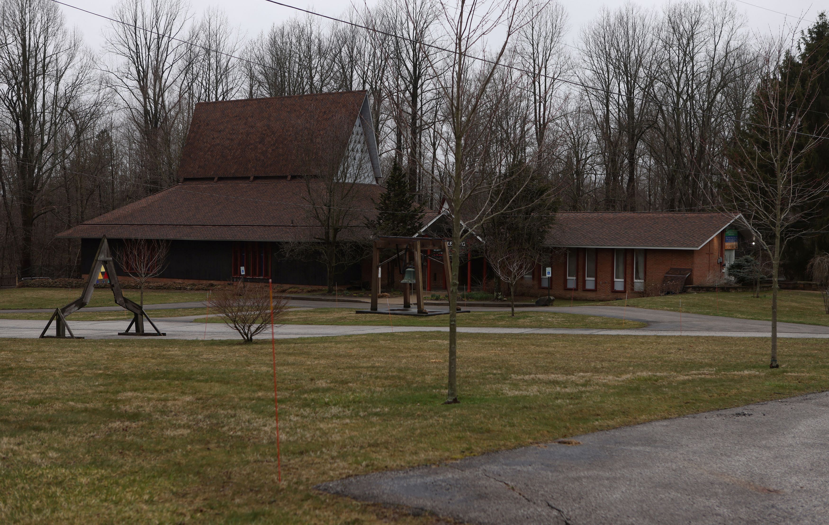 Security has been increased at Community Church of Chesterland as a precaution ahead of a Drag Show Story Hour at the church in Chesterland, Ohio, U.S., March 31, 2023. REUTERS/Jim Urquhart