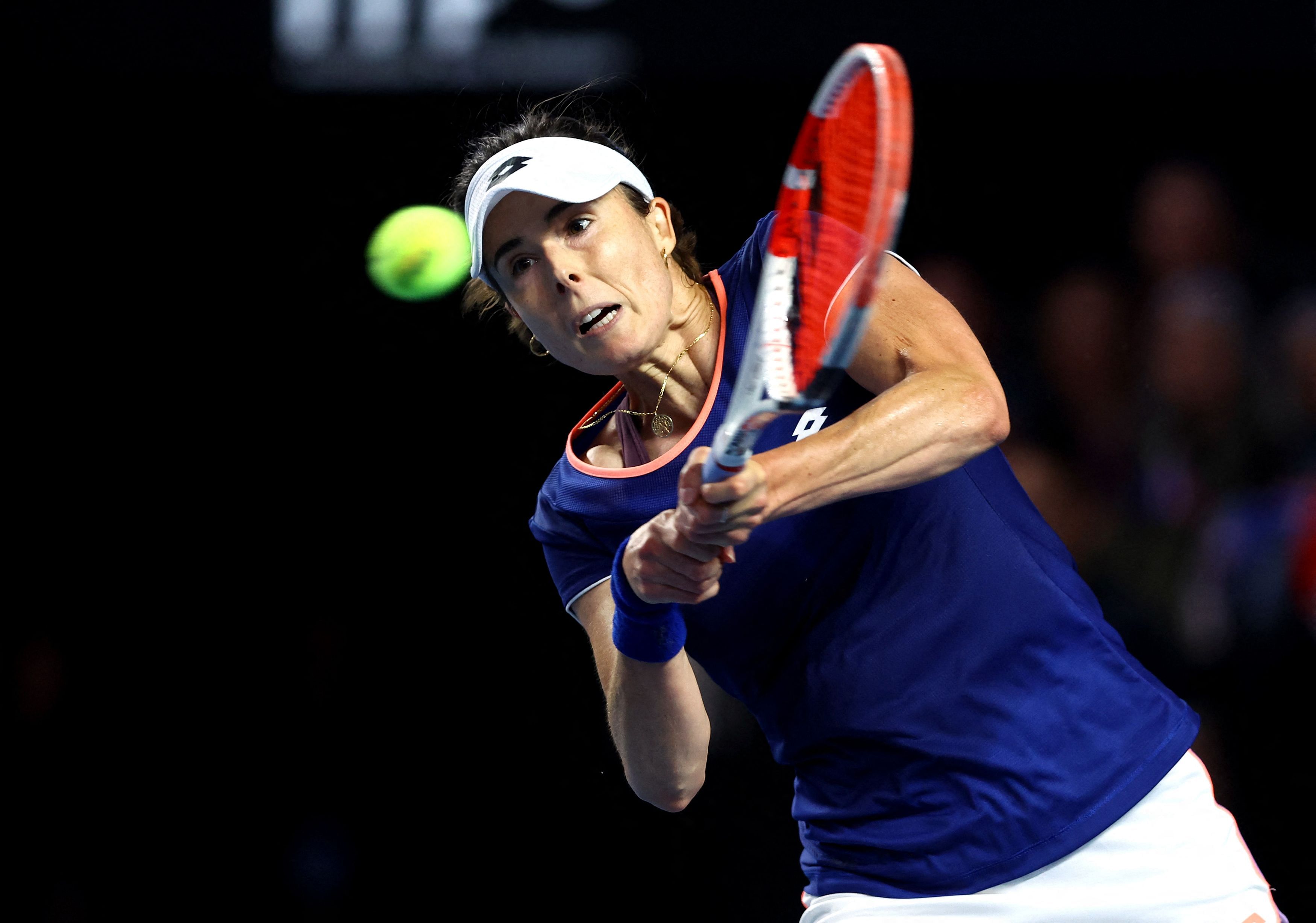 Tennis - Billie Jean King Cup Qualifiers - Britain v France - Coventry Building Society Arena, Coventry, Britain - April 14, 2023 France's Alize Cornet in action during her singles match against Britain's Harriet Dart Action Images via Reuters/Paul Childs