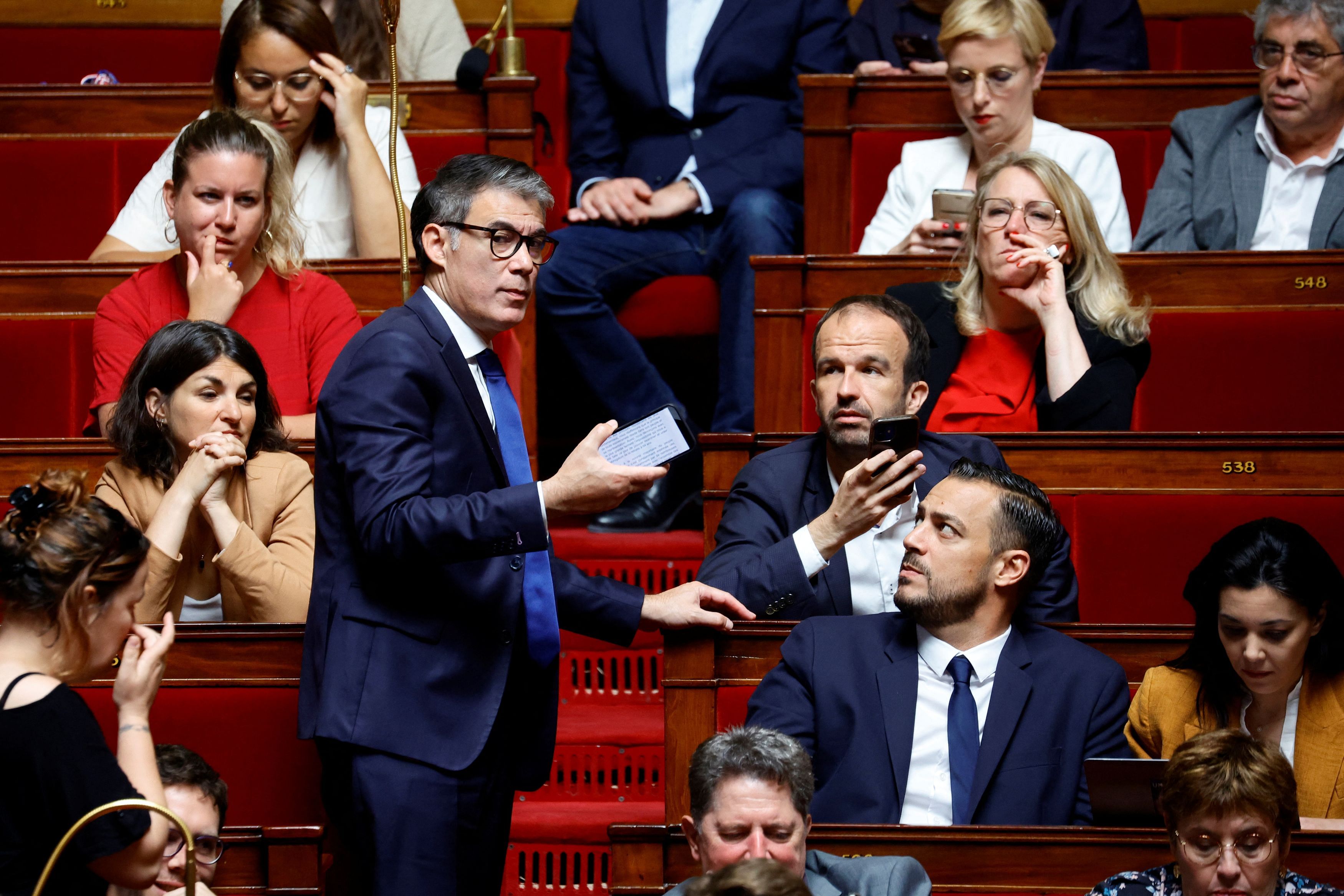 Member of parliament Olivier Faure of the French Socialist party attends a debate on an opposition-sponsored motion by the LIOT grouping of centrist lawmakers to overturn the French government's pension reform law that raised the retirement age to 64, at the National Assembly in Paris, France, June 8, 2023. REUTERS/Sarah Meyssonnier