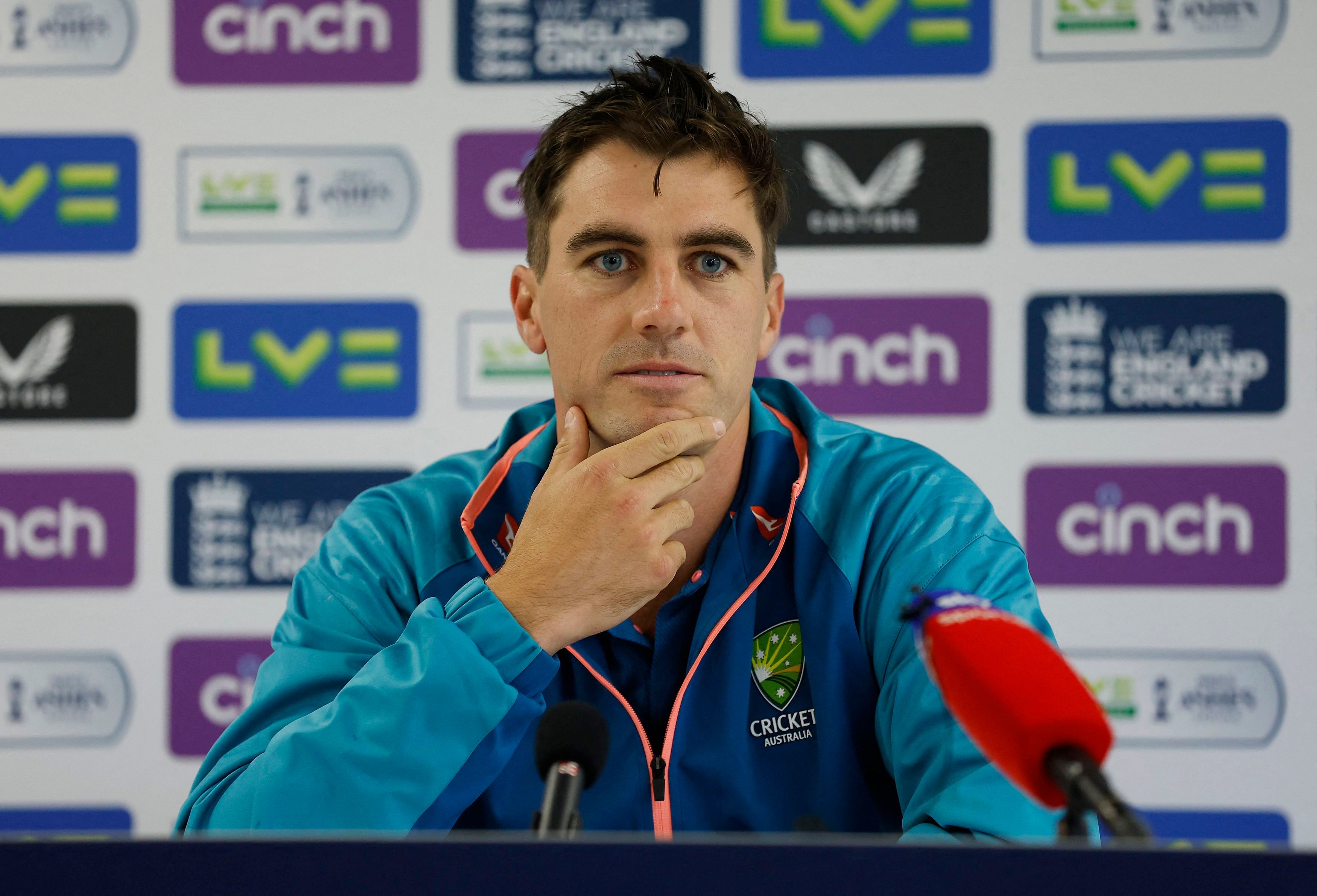 Cricket - Ashes - Fourth Test - Australia Press Conference - Emirates Old Trafford, Manchester, Britain - July 18, 2023 Australia's Pat Cummins during a press conference Action Images via Reuters/Jason Cairnduff