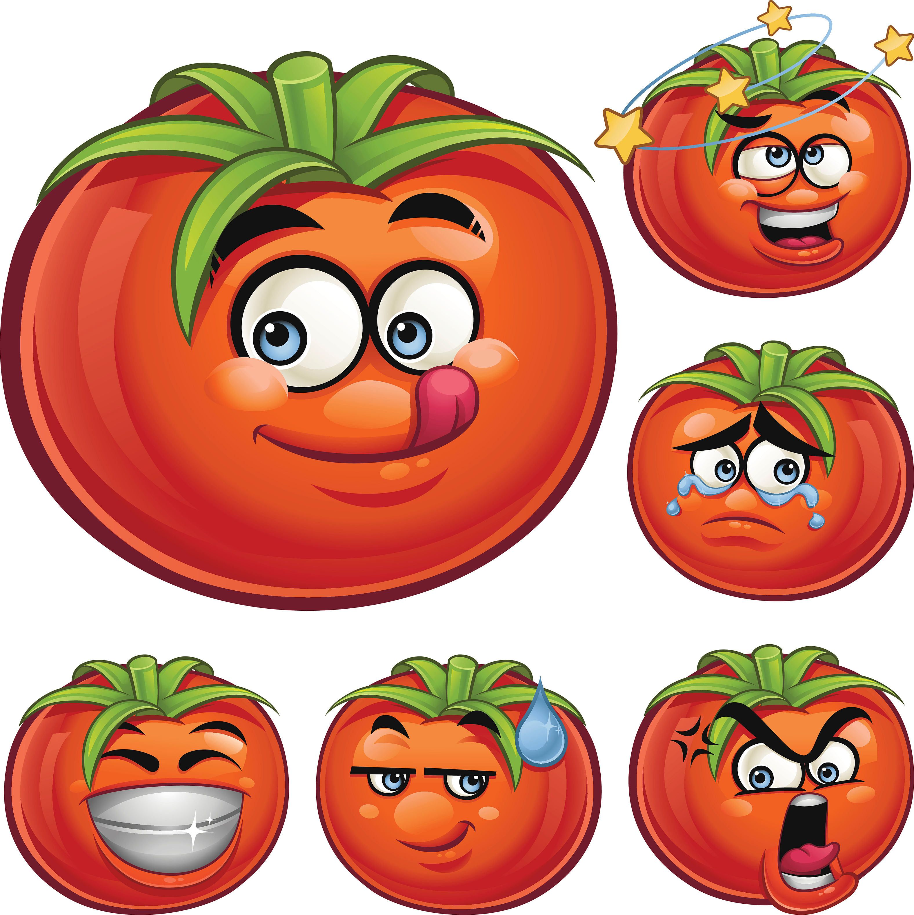 Cartoon tomato set including