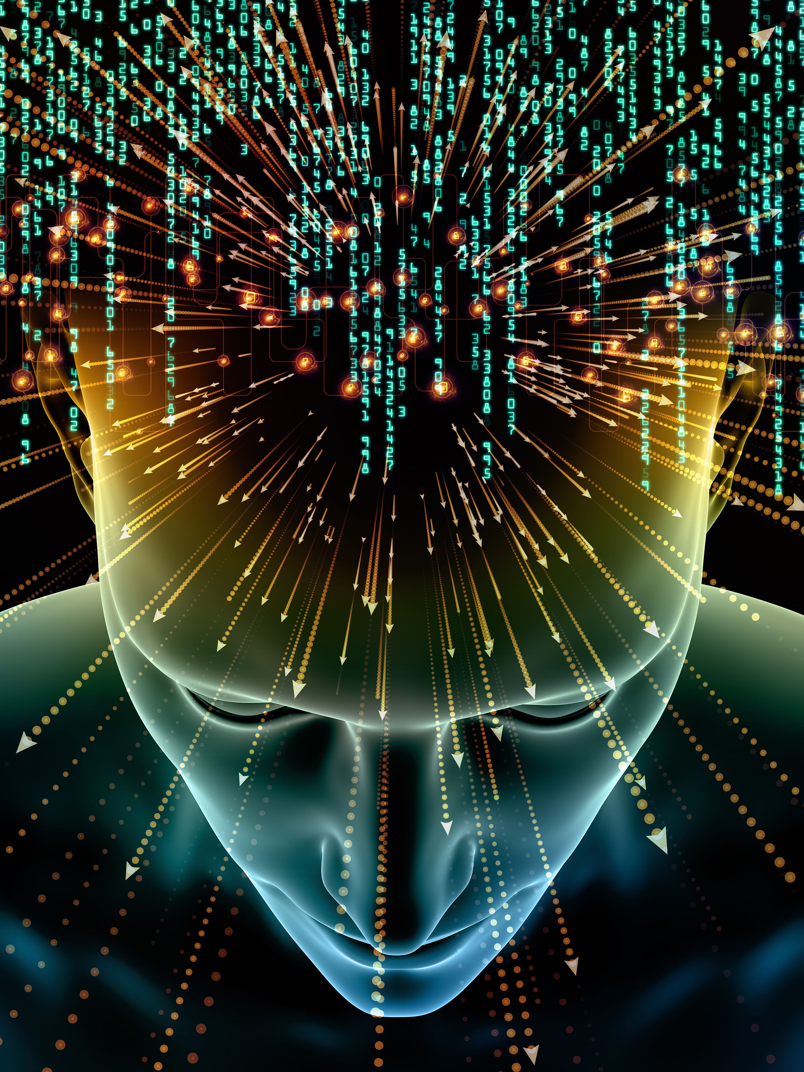 Elements of Mind series. 3D illustration of human head and symbols of technology on the subject of science, education and powers of the mind
Accidental Consciousness stock photo.