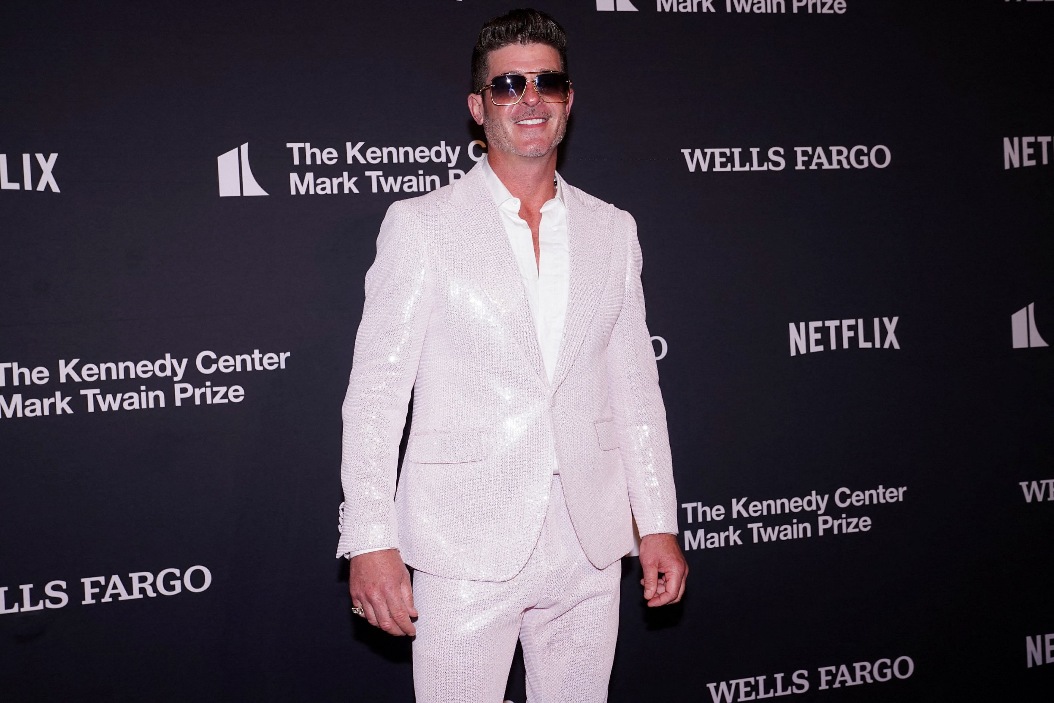 Robin Thicke attends the 25th Mark Twain Prize for American Humor at the John F. Kennedy Center for the Performing Arts in Washington, U.S., March 24, 2024. REUTERS/Nathan Howard