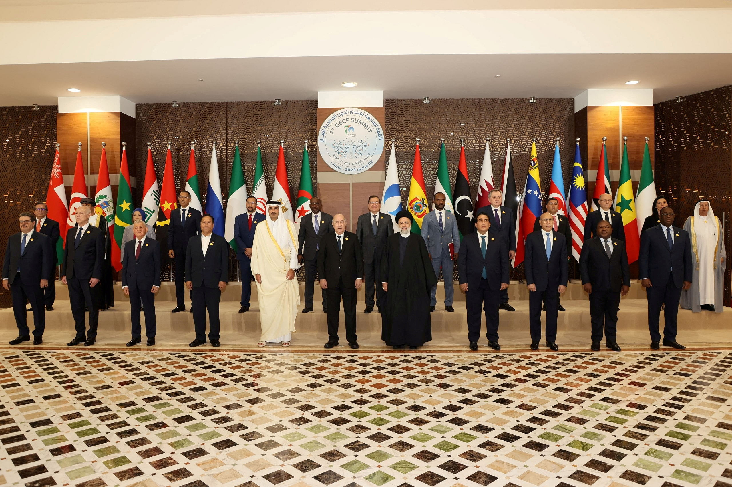 Algerian President Abdelmadjid Tebboune poses with heads of states and governments at the 7th Gas Exporting Countries Forum  Summit in Algiers, Algeria March 2, 2024. Algerian Presidency/Handout via REUTERS ATTENTION EDITORS - THIS IMAGE WAS PROVIDED BY A THIRD PARTY    NO RESALES. NO ARCHIVES.