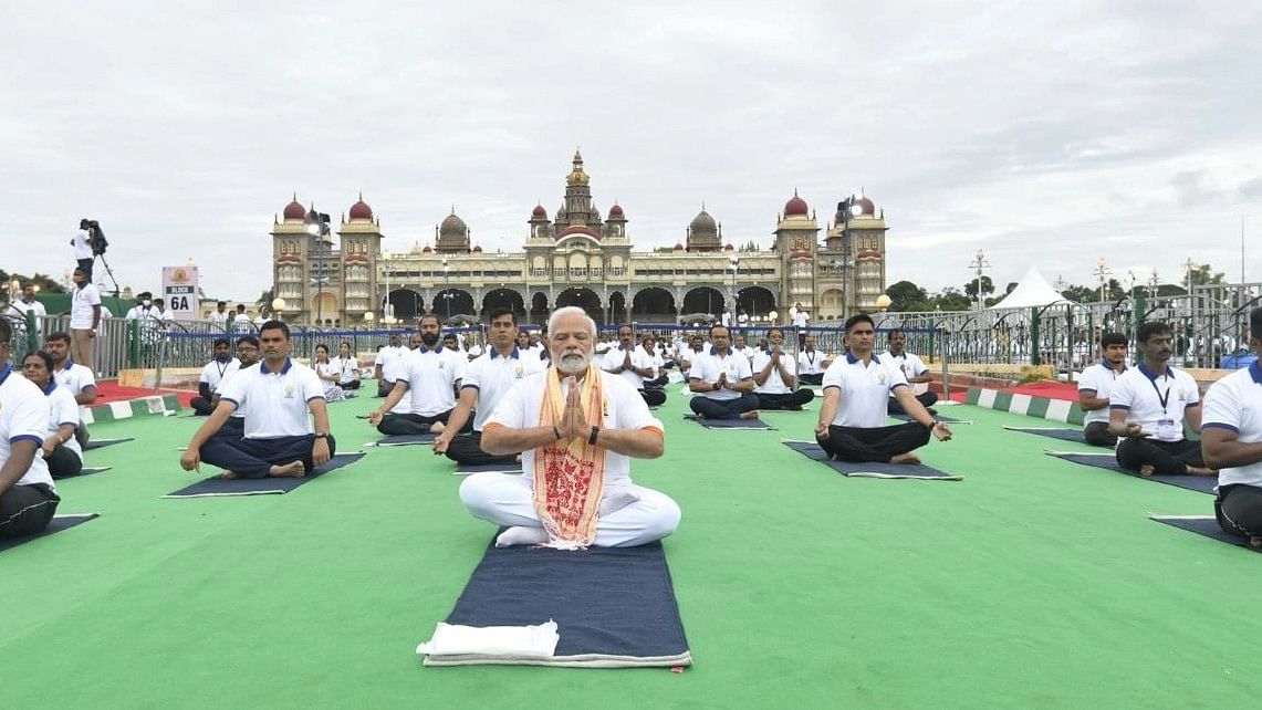 ಮೈಸೂರಿನಲ್ಲಿ ನಡೆದ ‘ಅಂತರರಾಷ್ಟ್ರೀಯ ಯೋಗ ದಿನಾಚರಣೆ’ ಕಾರ್ಯಕ್ರಮದಲ್ಲಿ ಪಾಲ್ಗೊಂಡಿದ್ದ ಪಿಎಂ ನರೇಂದ್ರ ಮೋದಿ (ಸಂಗ್ರಹ ಚಿತ್ರ)