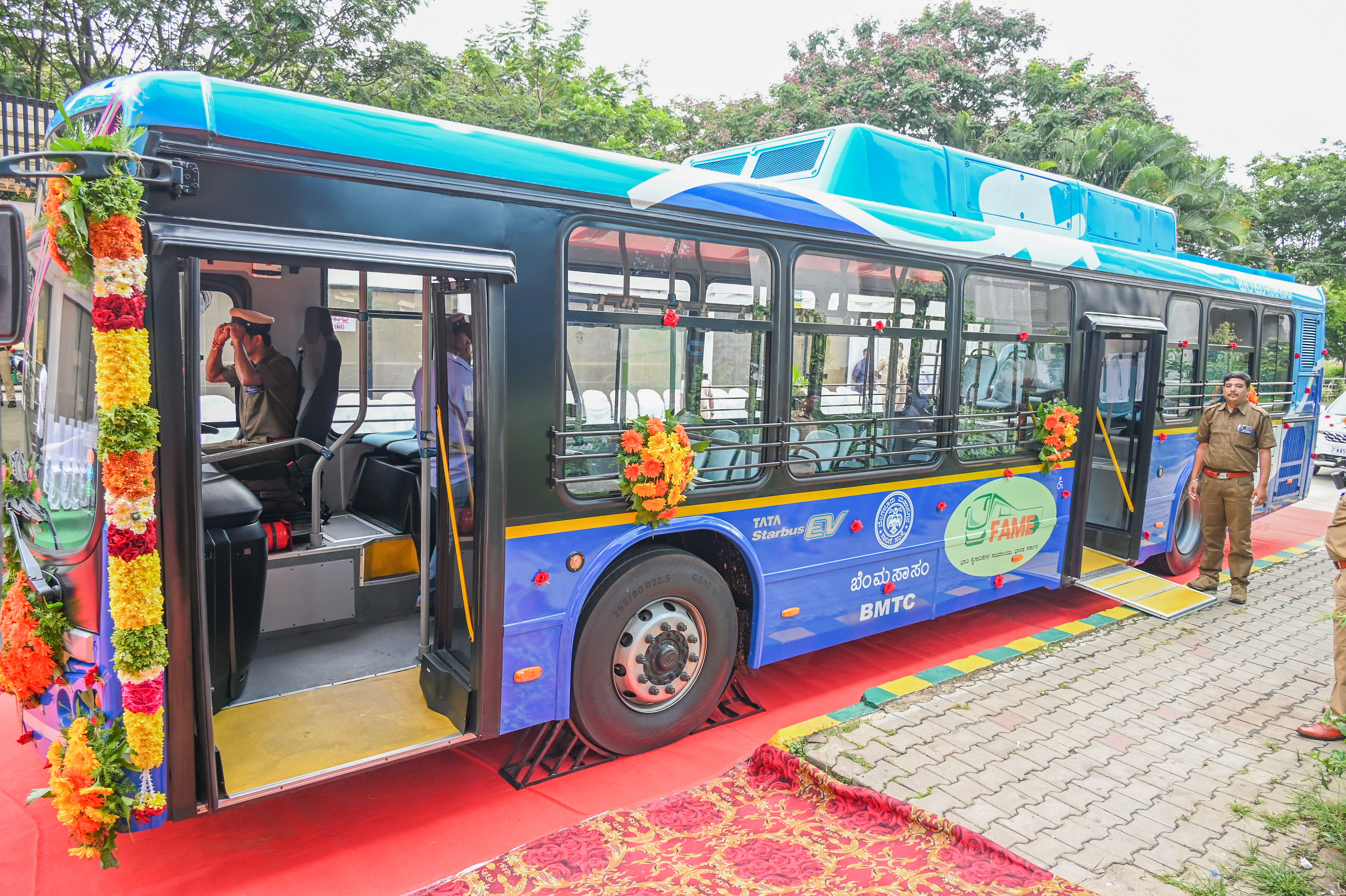 The buses were flaged off at the BMTC head office on Friday. DH Photo/S K Dinesh