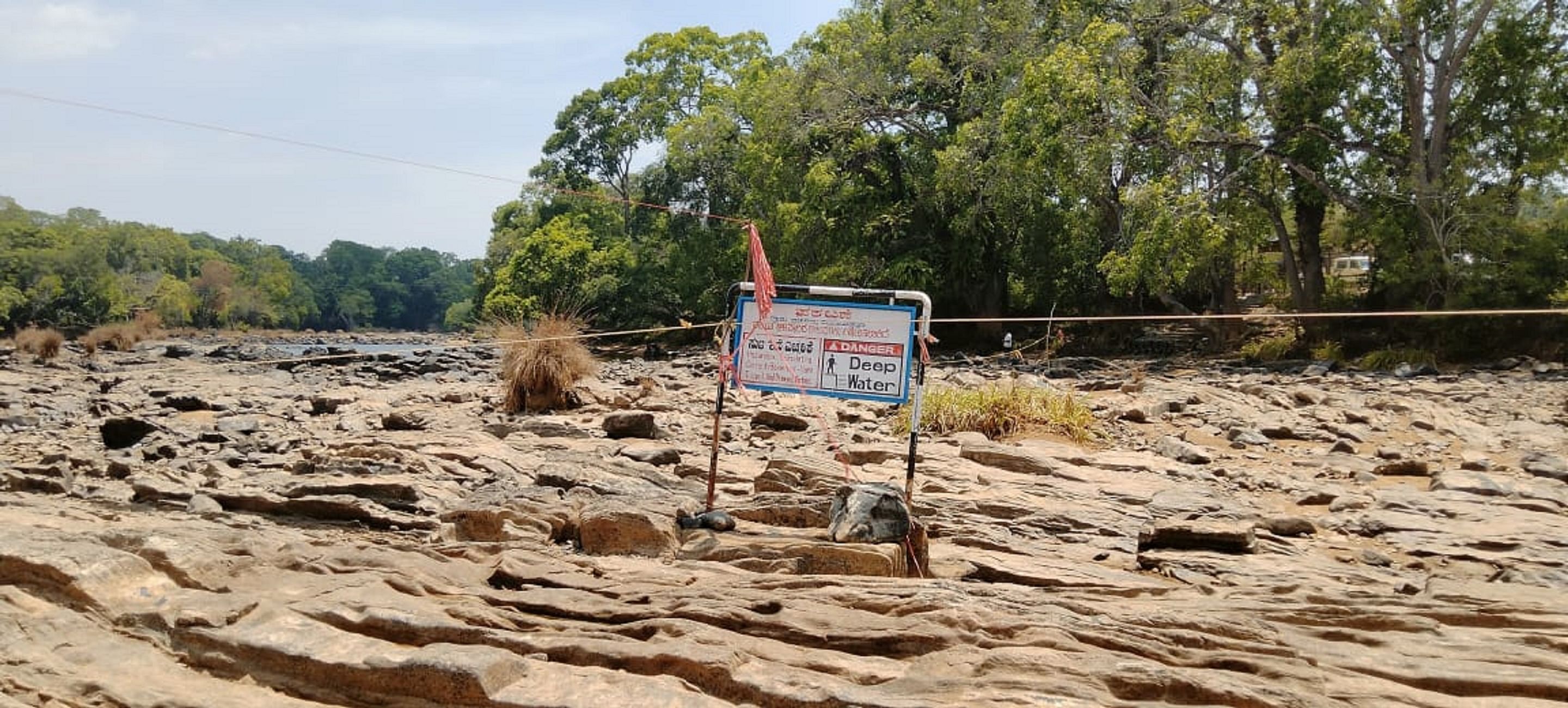 ದುಬಾರೆಯಲ್ಲಿ ಕಾವೇರಿ ನದಿ ನೀರು ಸಂಪೂರ್ಣ ಬತ್ತಿದೆ