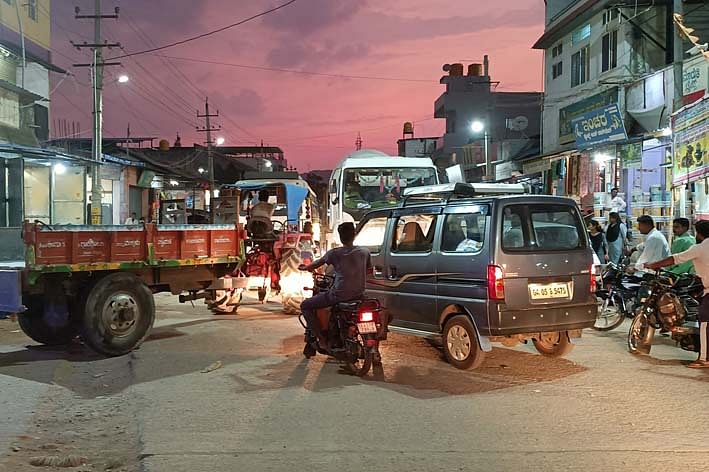 ನ್ಯಾಮತಿಯ ಕಿತ್ತೂರು ರಾಣಿ ಚನ್ನಮ್ಮ ಸರ್ಕಲ್‌ನಲ್ಲಿ ಸಂಚಾರ ದಟ್ಟಣೆ