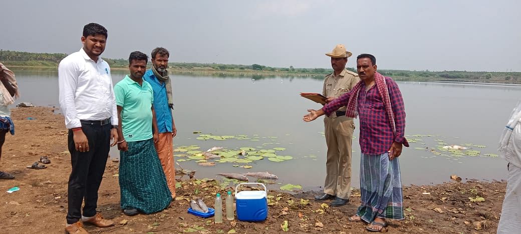 ದಾವಣಗೆರೆ ತಾಲ್ಲೂಕಿನ ಬೇತೂರು ಕೆರೆಯಲ್ಲಿ ಮೀನುಗಳು ಮೃತಪಟ್ಟ ಹಿನ್ನೆಲೆಯಲ್ಲಿ ಮೀನುಗಾರಿಕೆ ಇಲಾಖೆ ಅಧಿಕಾರಿಗಳು ಹಾಗೂ ಪೊಲೀಸರು ಸ್ಥಳದಲ್ಲಿ ಮಹಜರು ನಡೆಸಿದರು.