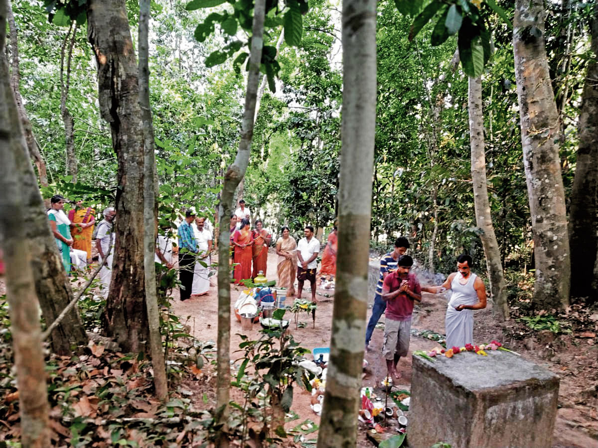 ಕಾಡಿನ ಮಧ್ಯದಲ್ಲಿರುವ ಬನದಲ್ಲಿ ವರ್ಷಕ್ಕೊಮ್ಮೆ ನಡೆಯುವ ಪೂಜೆ  -ಪ್ರಜಾವಾಣಿ ಚಿತ್ರ