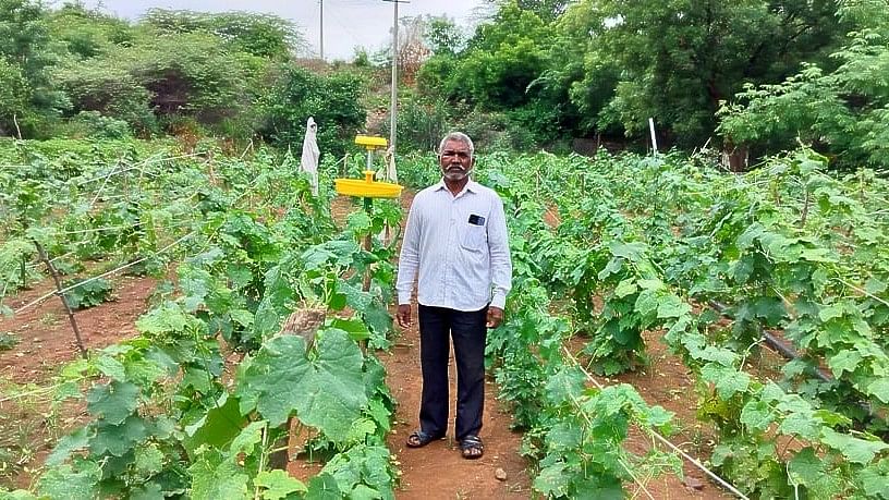 ಕೃಷಿ ಬೆಳೆಗಳೊಂದಿಗೆ ರೈತ ಮಾಗುಂಡಪ್ಪ ಕಮತರ 