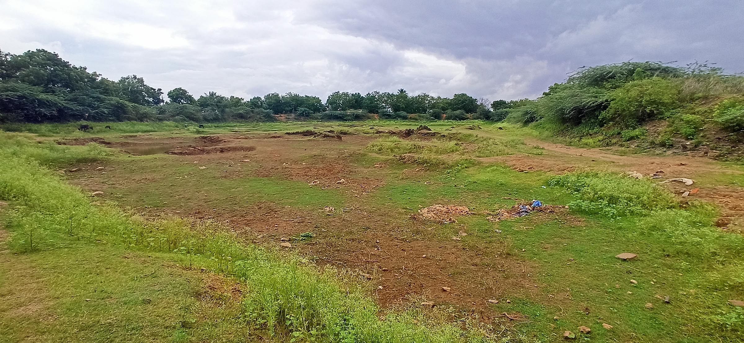 ರಾಣೆಬೆನ್ನೂರು ತಾಲ್ಲೂಕಿನ ಆರೇಮಲ್ಲಾಪುರ ಗ್ರಾಮದ ಶಿವಾಜಿನಗರ ಕೆರೆ ಹೂಳು ತುಂಬಿಕೊಂಡಿದ್ದು, ನೀರಿಲ್ಲದೇ ಬರಿದಾಗಿದೆ