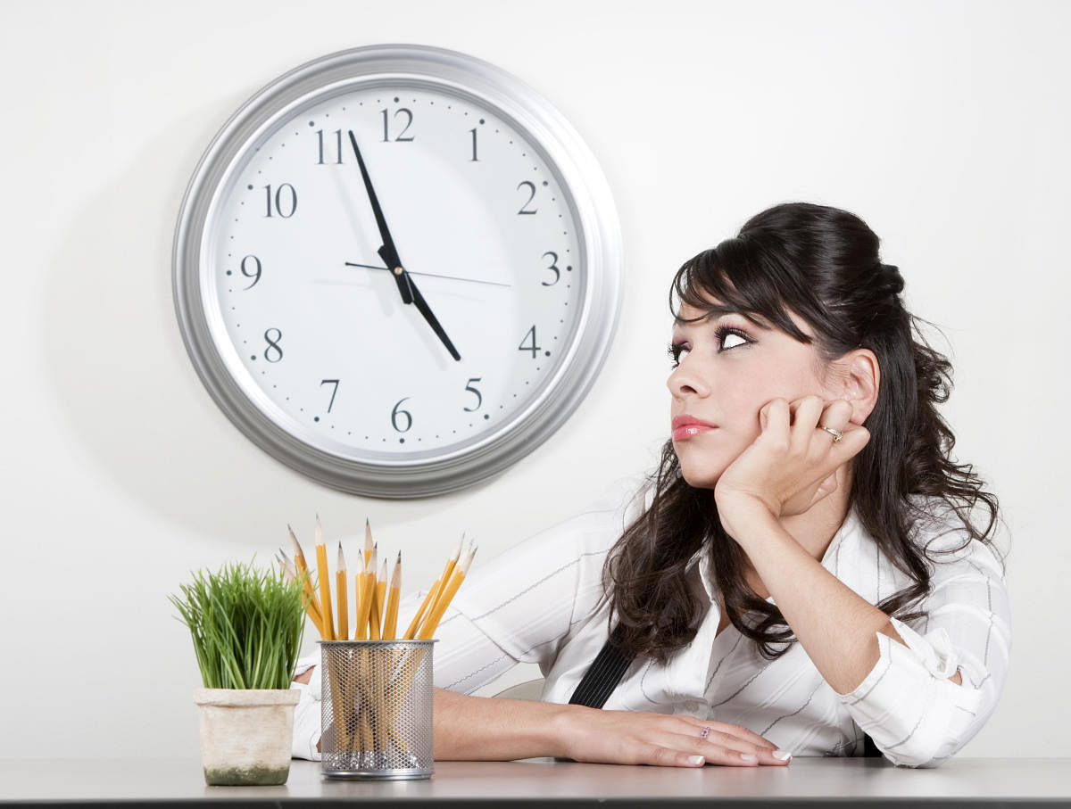 Bored woman at end of day.