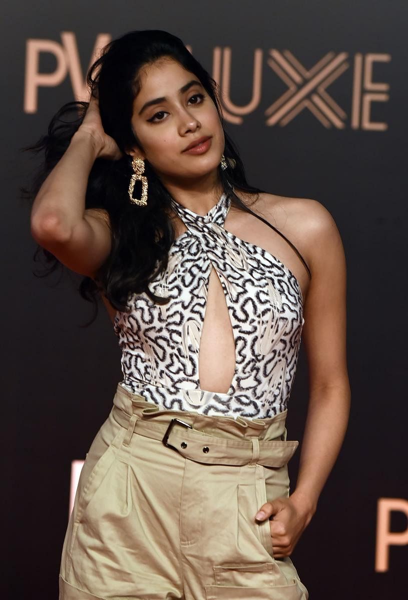 In this photo taken on June 4, 2019, Indian Bollywood actress Janhvi Kapoor attends the premiere of Hindi film 'Bharat' in Mumbai. (Photo by Sujit Jaiswal / AFP)