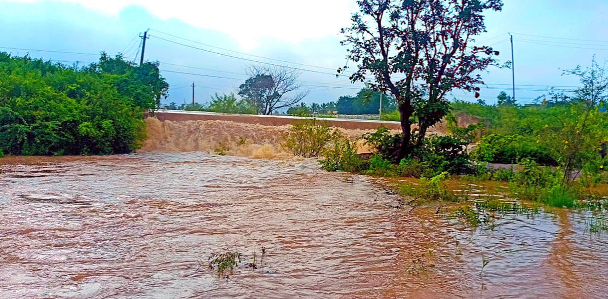 ದೊಡ್ಡಬಳ್ಳಾಪುರ ತಾಲ್ಲೂಕಿನ ಮಳೇಕೋಟೆ ಕೆರೆ ಮಂಗಳವಾರ ಕೋಡಿ ಹರಿಯುತ್ತಿದೆ